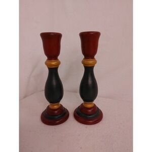 Two 6.5"‎ Wooden Candle Holder Unbranded To Hold Candles Christmas 🎄